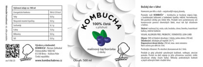 Kombucha – Malinový čaj s příchutí borůvky - etiketa