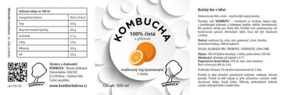 Kombucha – Malinový čaj s příchutí pomeranče - etiketa