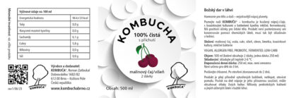Kombucha – Malinový čaj s příchutí višně - etiketa