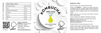 Kombucha – Zelený čaj s příchutí hrušky - etiketa