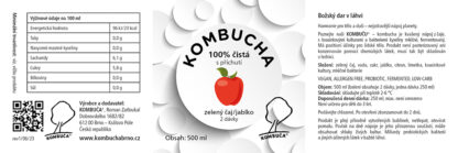 Kombucha – Zelený čaj s příchutí jablka - etiketa