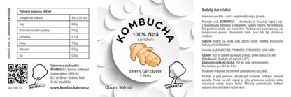 Kombucha – Zelený čaj s příchutí zázvoru - etiketa